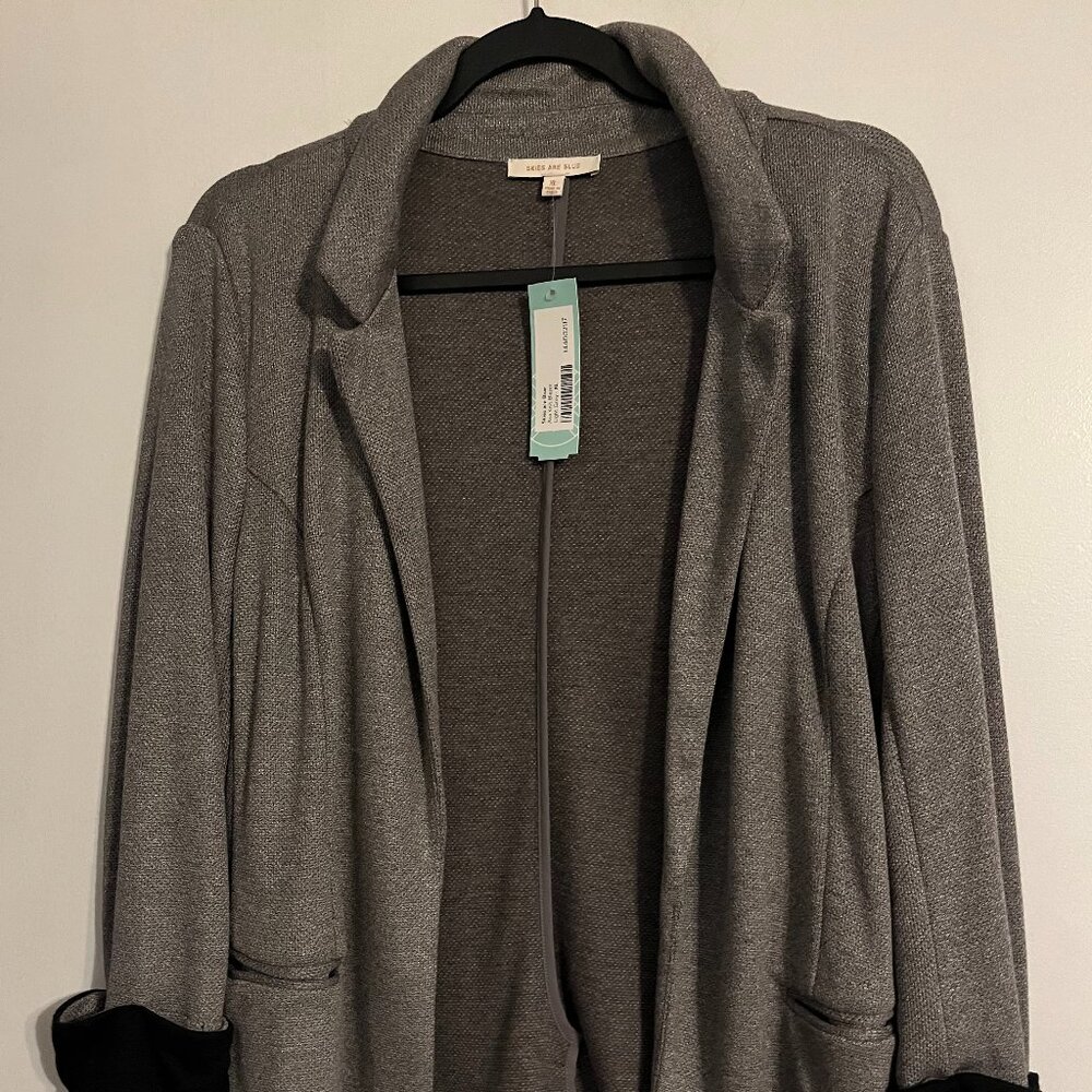 Skies Are Blue Charcoal Open-Front Blazer